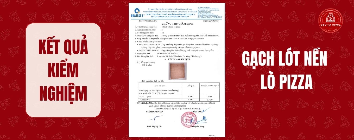 kết quả kiểm nghiệm gạch nướng pizza